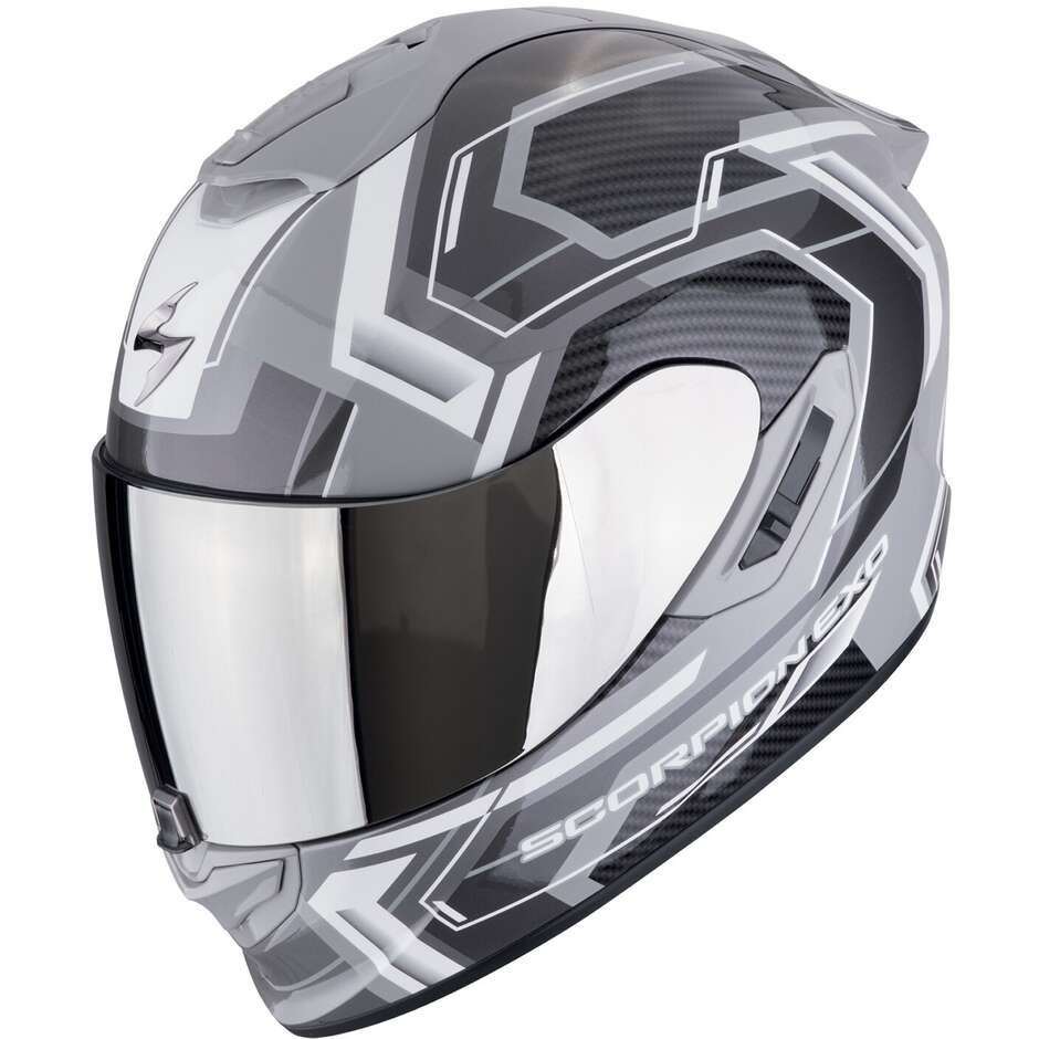 Scorpion EXO-1400 EVO II AIR LINART Full Face Fiber Motorcycle Helmet Grey White