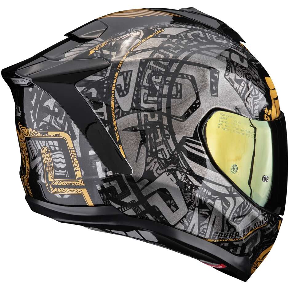 Scorpion EXO-1500 AIR APUS Full Face Motorcycle Helmet Black Grey Gold ...