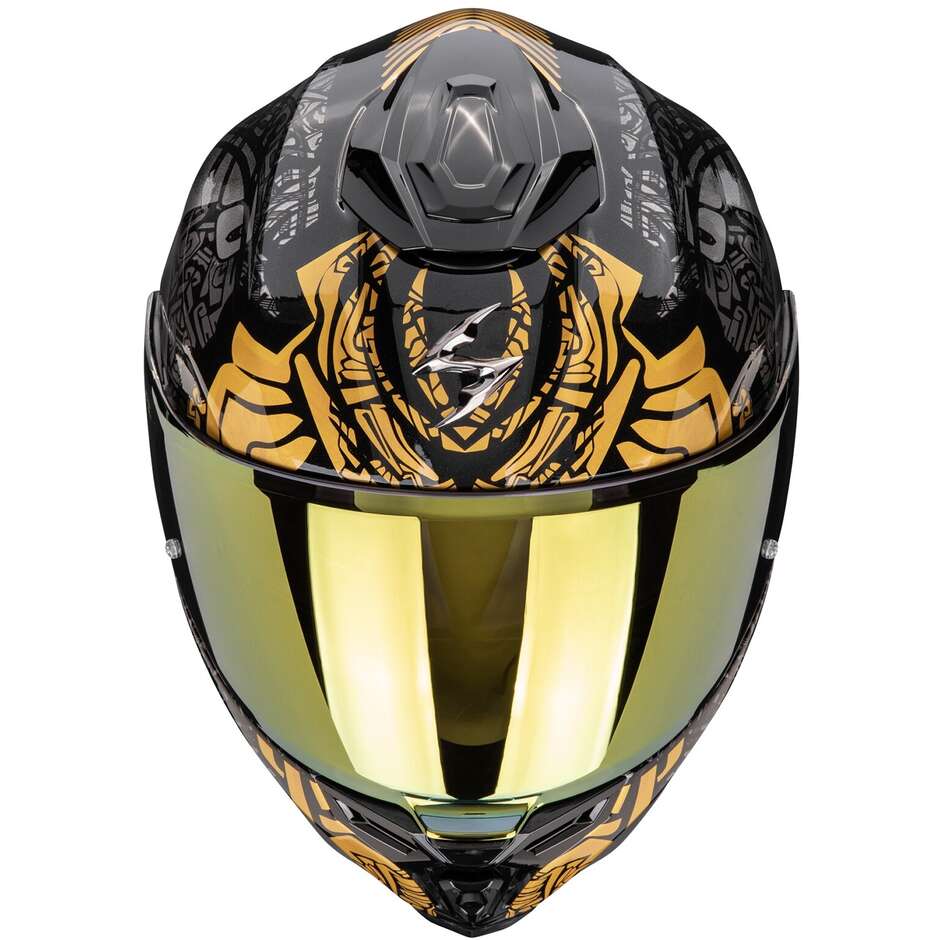 Scorpion EXO-1500 AIR APUS Integralhelm Motorrad Schwarz Grau Gold