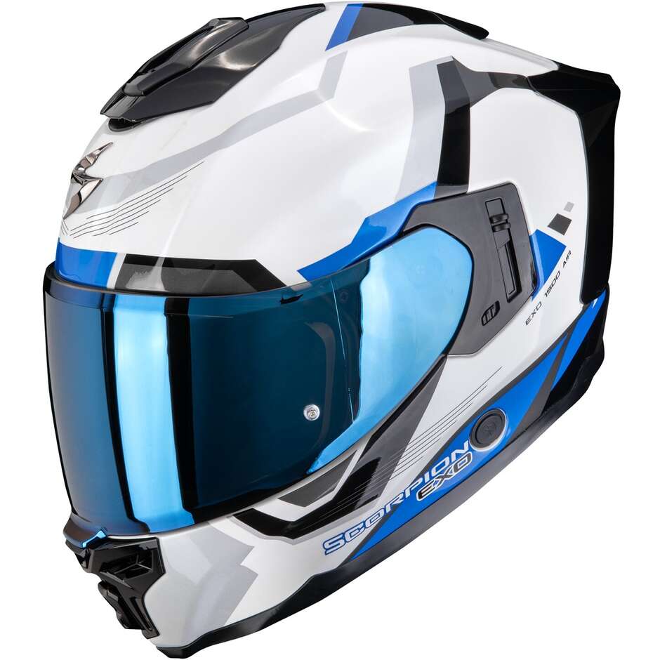Scorpion EXO-1500 AIR ARENA Integralhelm Motorrad Weiß Blau