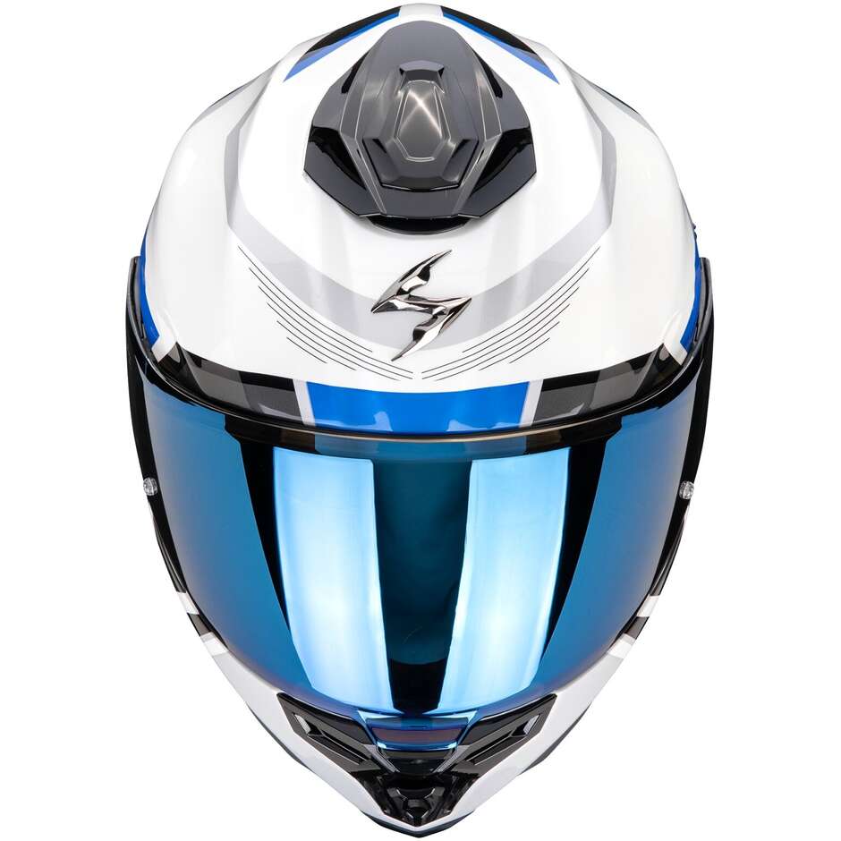 Scorpion EXO-1500 AIR ARENA Integralhelm Motorrad Weiß Blau