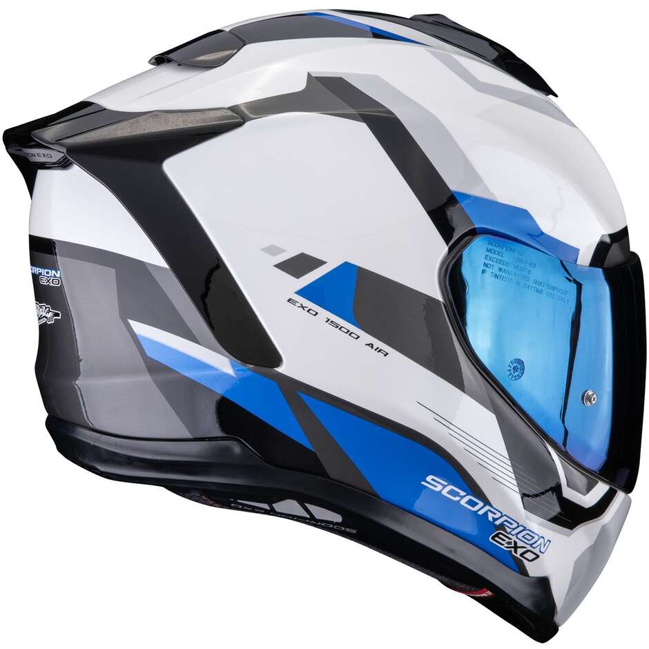 Scorpion EXO-1500 AIR ARENA Integralhelm Motorrad Weiß Blau
