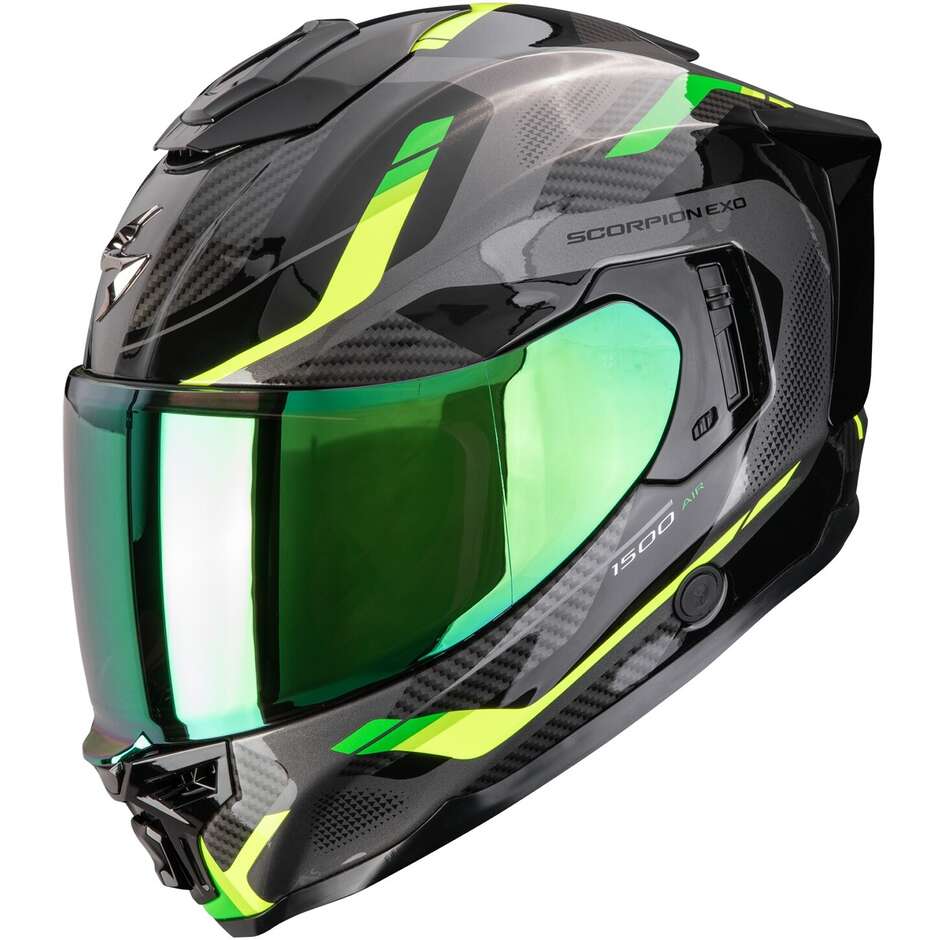 Scorpion EXO-1500 AIR SLEEK Full Face Motorcycle Helmet Black Green