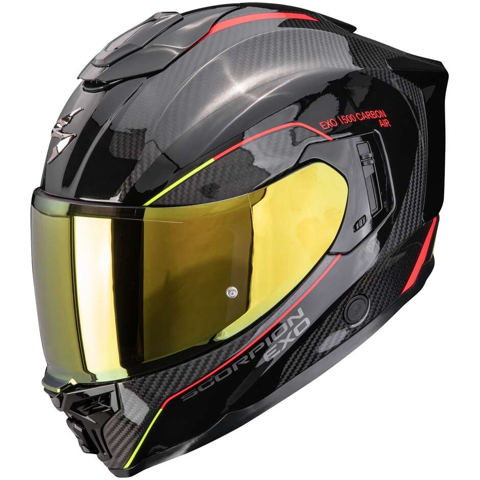 Scorpion EXO-1500 CARBON AIR MUNDI Integralhelm Motorrad Schwarz Rot Gelb