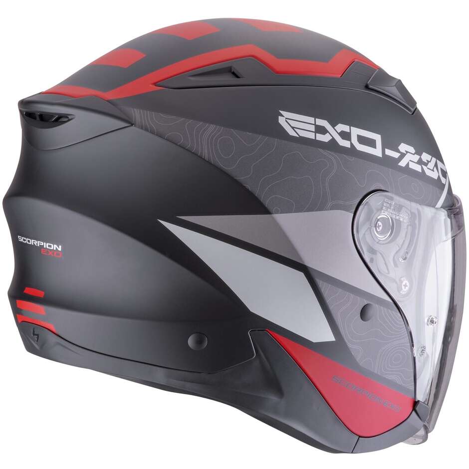 Scorpion EXO-230 BAND Jet Motorcycle Helmet Matt Black Red Silver