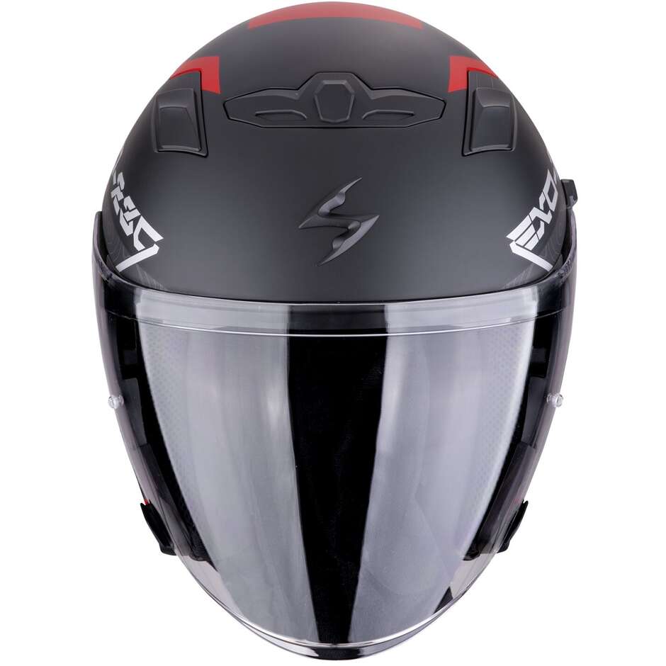 Scorpion EXO-230 BAND Jet Motorcycle Helmet Matt Black Red Silver