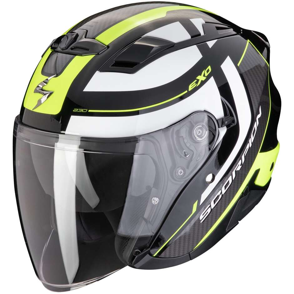 Scorpion EXO 230 PUL Jet Motorcycle Helmet Black Neon Yellow