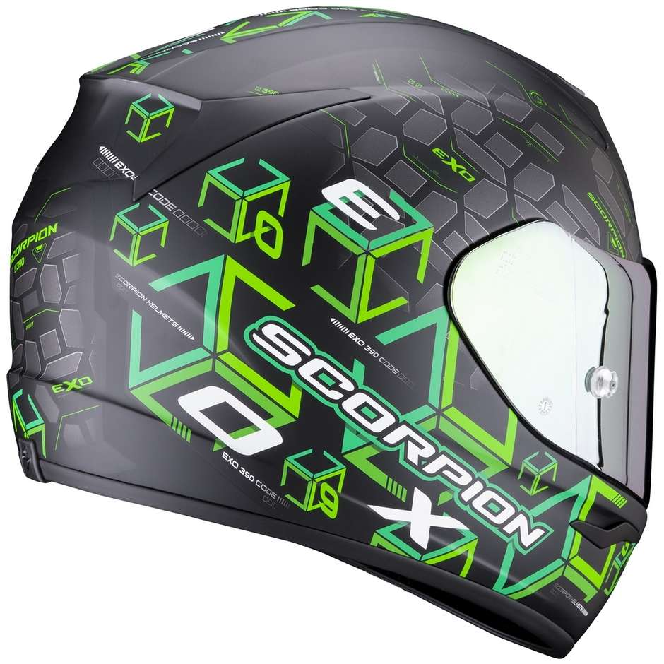 Scorpion EXO-390 CUBE Integral Motorcycle Helmet Matte Black Green