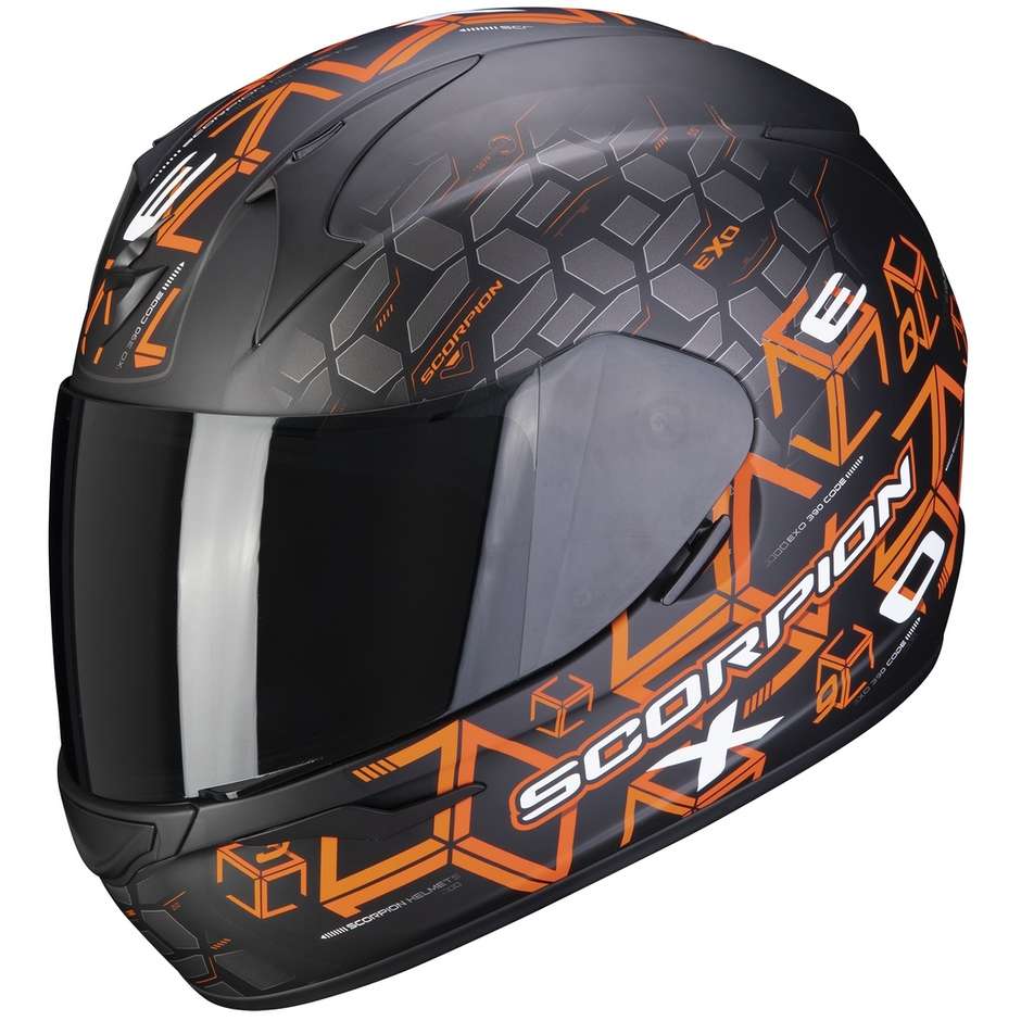 Scorpion EXO-390 CUBE Integral Motorcycle Helmet Matte Black Orange