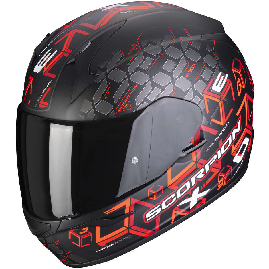 Scorpion EXO-390 CUBE Integral Motorcycle Helmet Matte Black Red