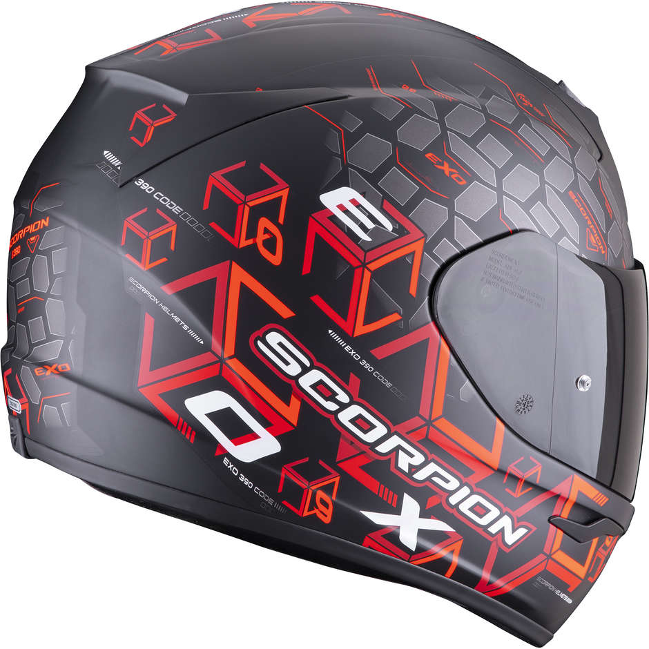 Scorpion EXO-390 CUBE Integral Motorcycle Helmet Matte Black Red