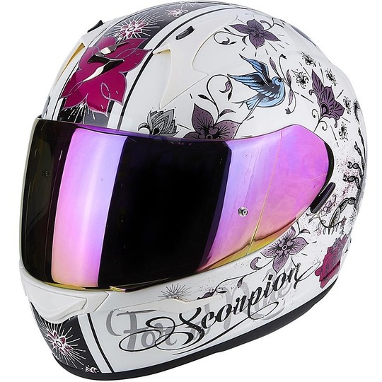 Scorpion Exo-390 Integral Moto Helmet Black White Pearl