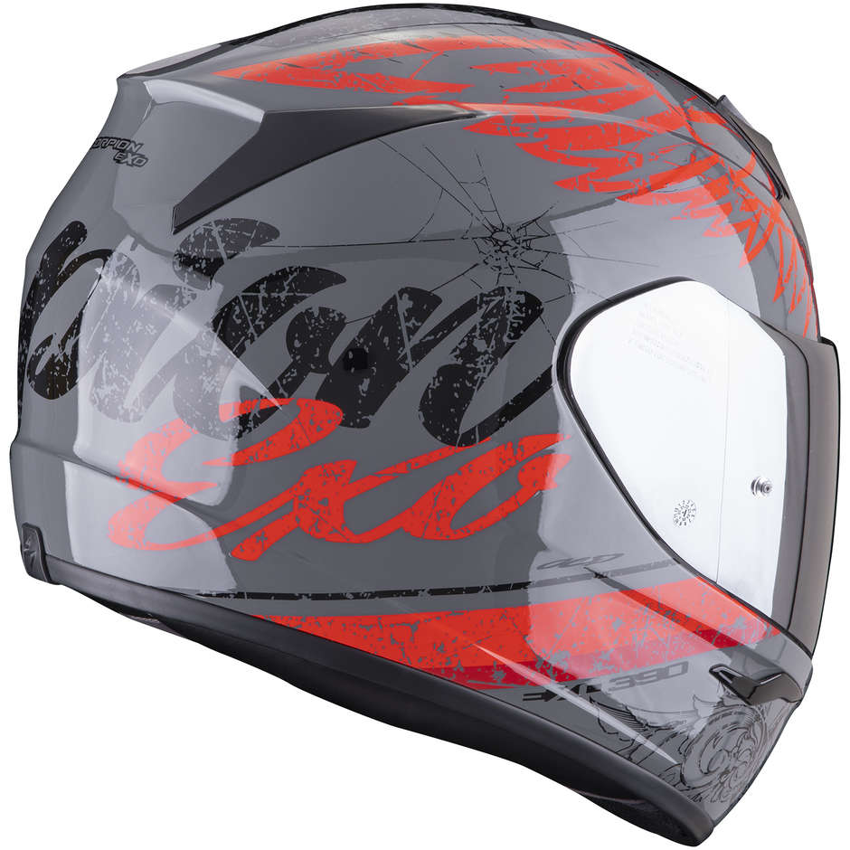Scorpion EXO-390 Integral Motorcycle Helmet iGHOST Gray Cement Red