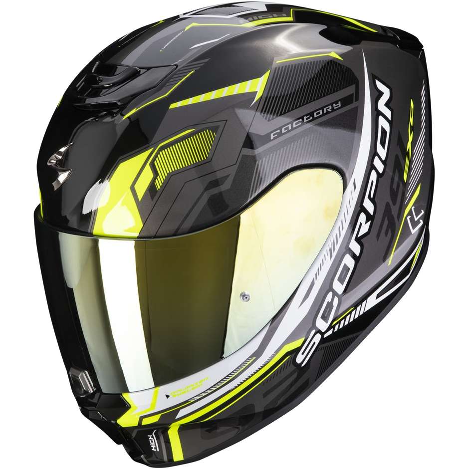 Scorpion EXO-391 HAUT Full Face Motorcycle Helmet Black Silver Neon Yellow