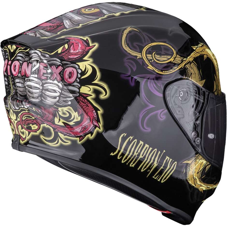 Scorpion EXO-391 MUMIA Integralhelm für Motorräder, Schwarz Chamäleon
