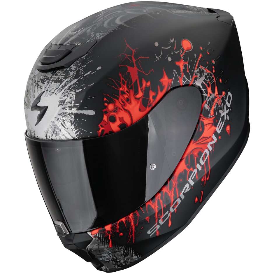 Scorpion EXO-391 WOLF Full Face Motorcycle Helmet Matte Black Silver Red