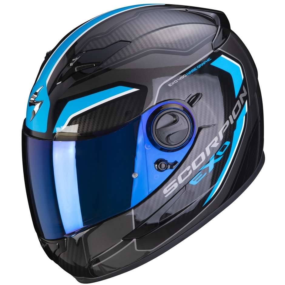 Scorpion EXO-490 SUPERNOVA Integrierter Motorradhelm Schwarz Blau
