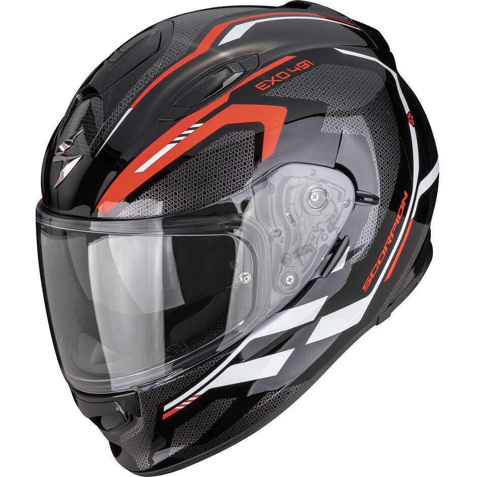 Scorpion EXO-491 KRIPTA Integralhelm für Motorräder, Schwarz, Rot, Weiß