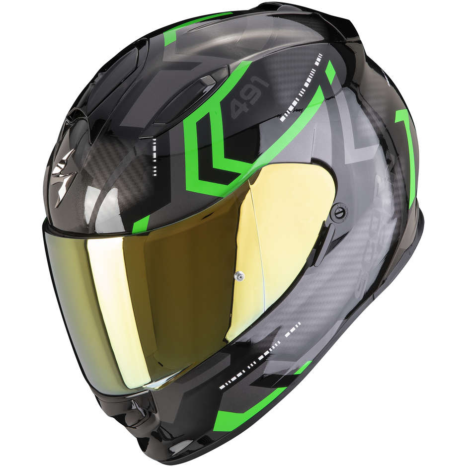 Scorpion EXO-491 SPIN Integral Motorcycle Helmet Black Green
