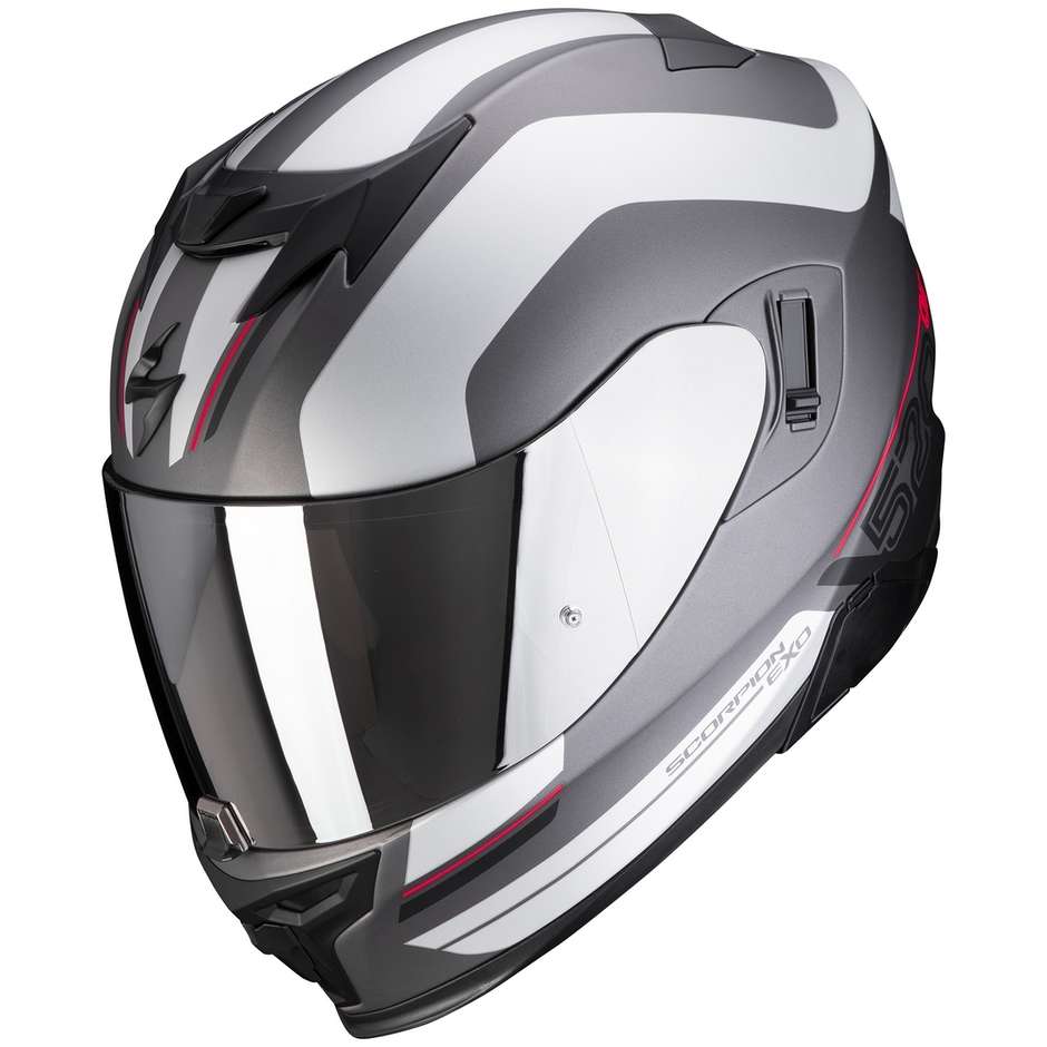 Scorpion EXO-520 AIR LEMANS Integral Motorcycle Helmet Opaque Silver Red
