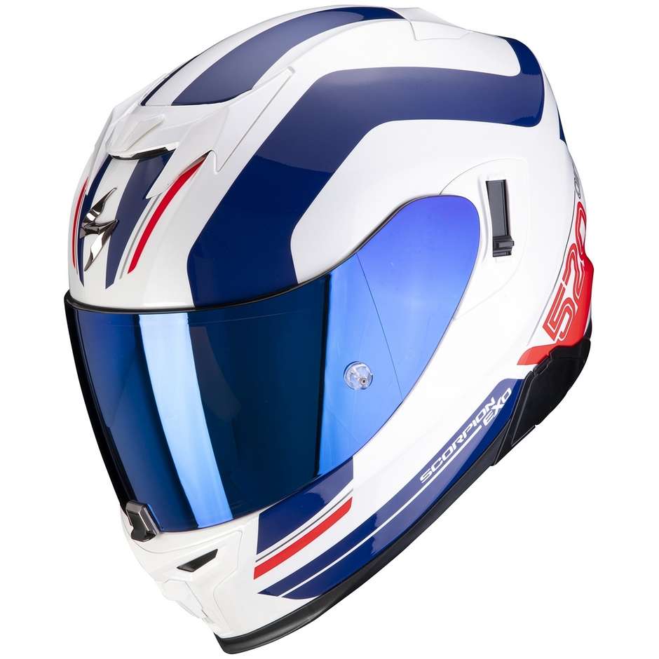 Scorpion EXO-520 AIR LEMANS Integral Motorcycle Helmet White Blue Red