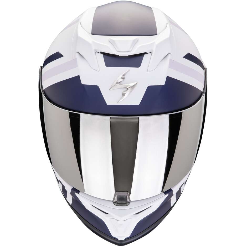 Scorpion EXO 520 EVO AIR BANSHEE Full Face Motorcycle Helmet Matt White Blue Purple