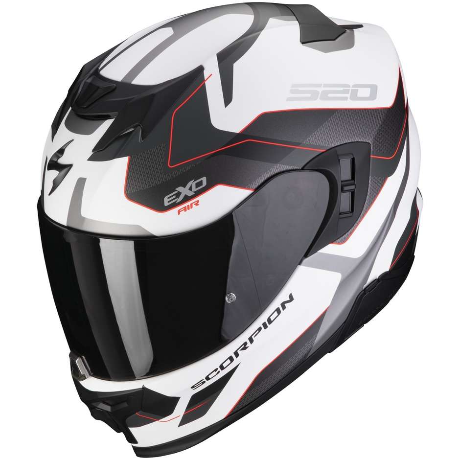 Scorpion EXO-520 EVO AIR ELAN Integral Motorcycle Helmet Matt White Silver Red