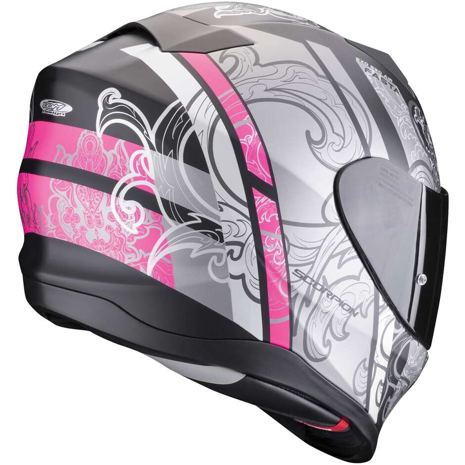 Scorpion EXO 520 EVO AIR FASTA Full Face Motorcycle Helmet Black Silver Pink