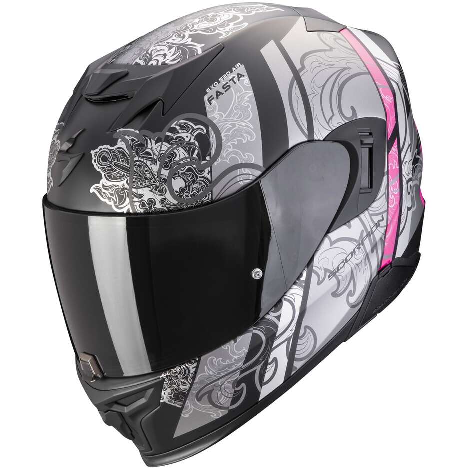 Scorpion EXO 520 EVO AIR FASTA Integral-Motorradhelm Schwarz Silber Pink