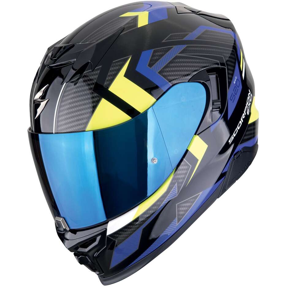 Scorpion EXO-520 EVO AIR SENSUS Integral-Motorradhelm Schwarz Blau Neon Gelb