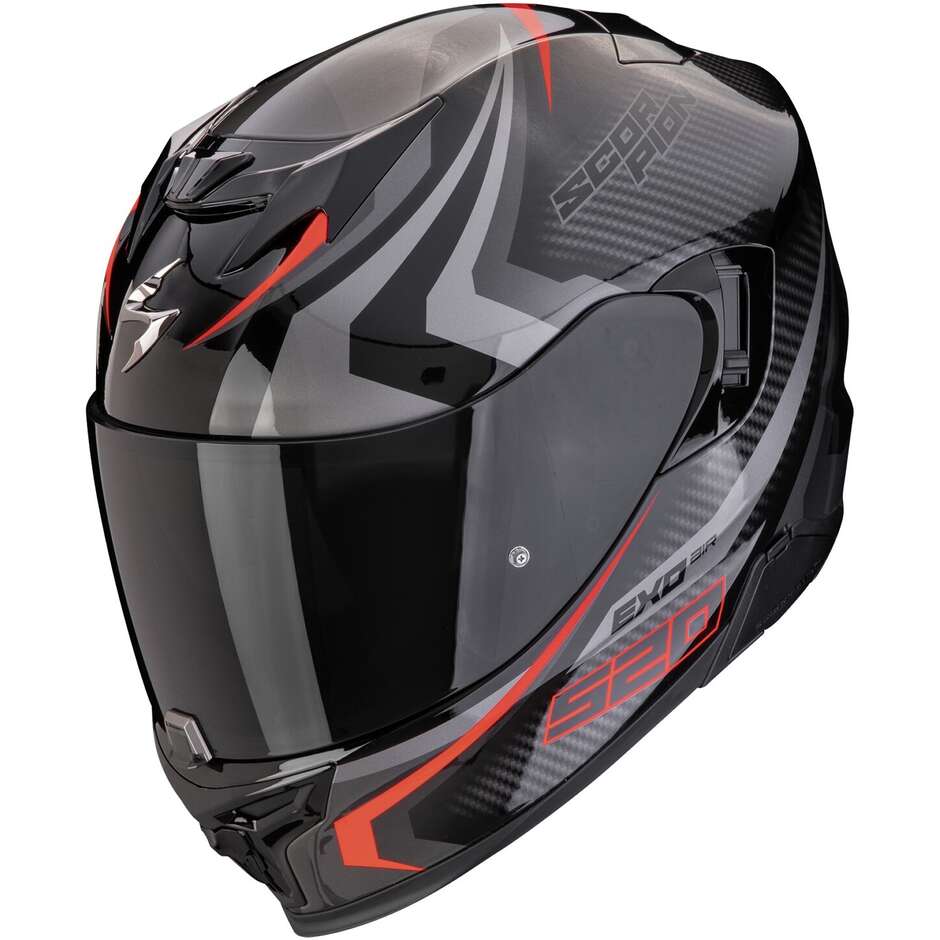 Scorpion EXO 520 EVO AIR TERRA Full Face Motorcycle Helmet Black Silver Red