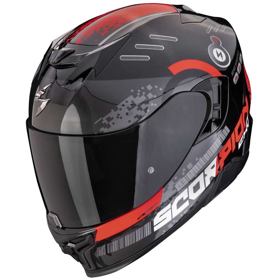 Scorpion EXO 520 EVO AIR TITAN Full Face Motorcycle Helmet Black Metal Red