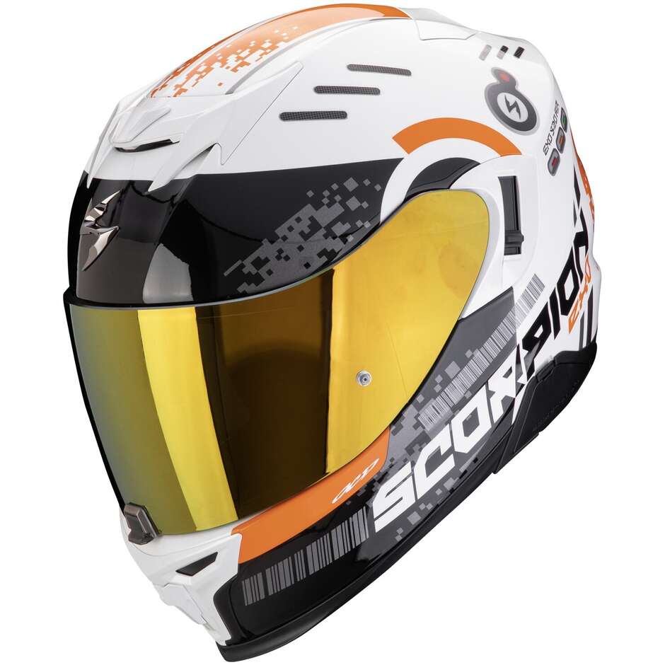 Scorpion EXO 520 EVO AIR TITAN Full Face Motorcycle Helmet White Orange