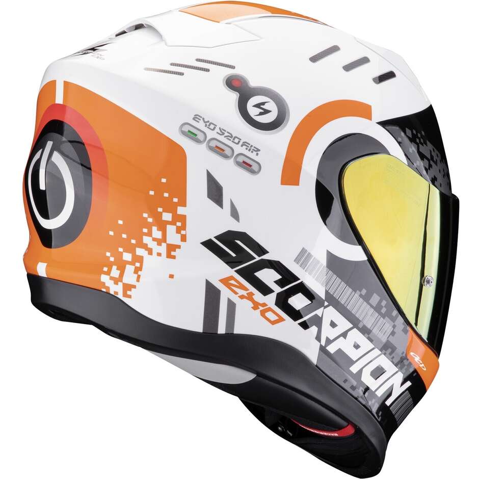 Scorpion EXO 520 EVO AIR TITAN Full Face Motorcycle Helmet White Orange
