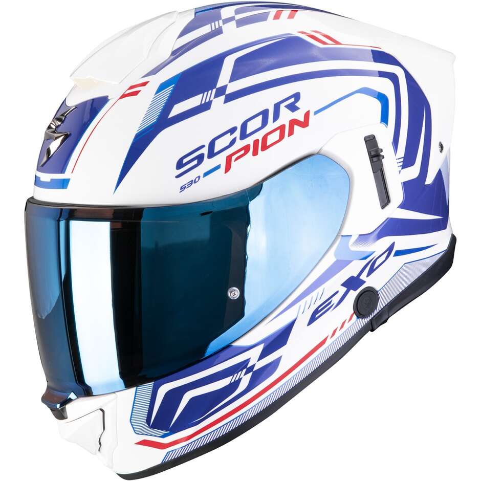 Scorpion EXO-530 AIR SLOPE Integralhelm Motorrad Weiß Blau Rot