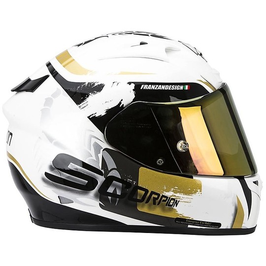 Scorpion Exo-710 Air Cerberus Integral Motorradhelm Weiß schwarz Gold