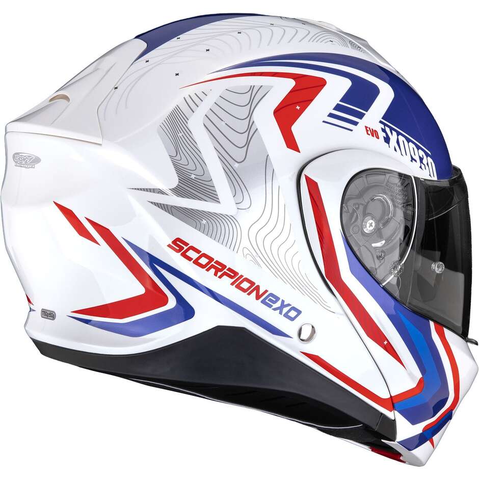 Scorpion EXO-930 EVO ALPHA Modular Motorcycle Helmet P/J White Red Blue