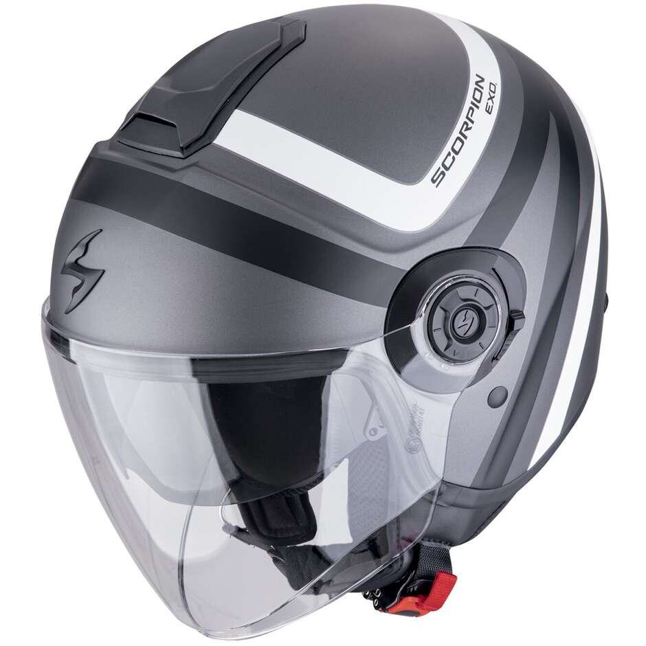 Scorpion EXO-CITY II RIVA Jet Motorradhelm Matt Silber Schwarz Weiß