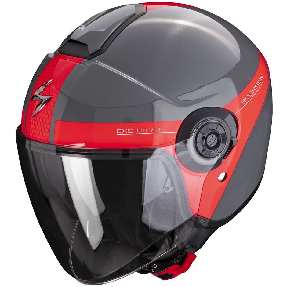 Scorpion EXO-CITY II SHORT Jet Motorcycle Helmet Gray Red