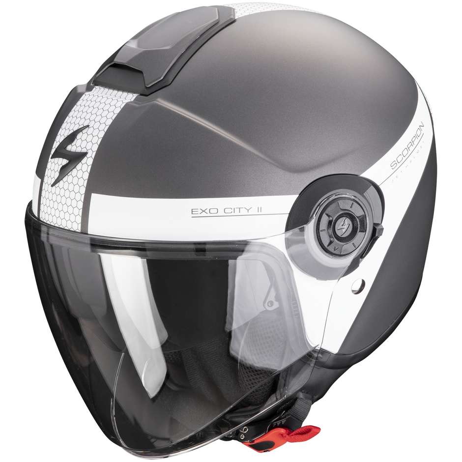 Scorpion EXO-CITY II SHORT Jet Motorcycle Helmet Matt Silver White
