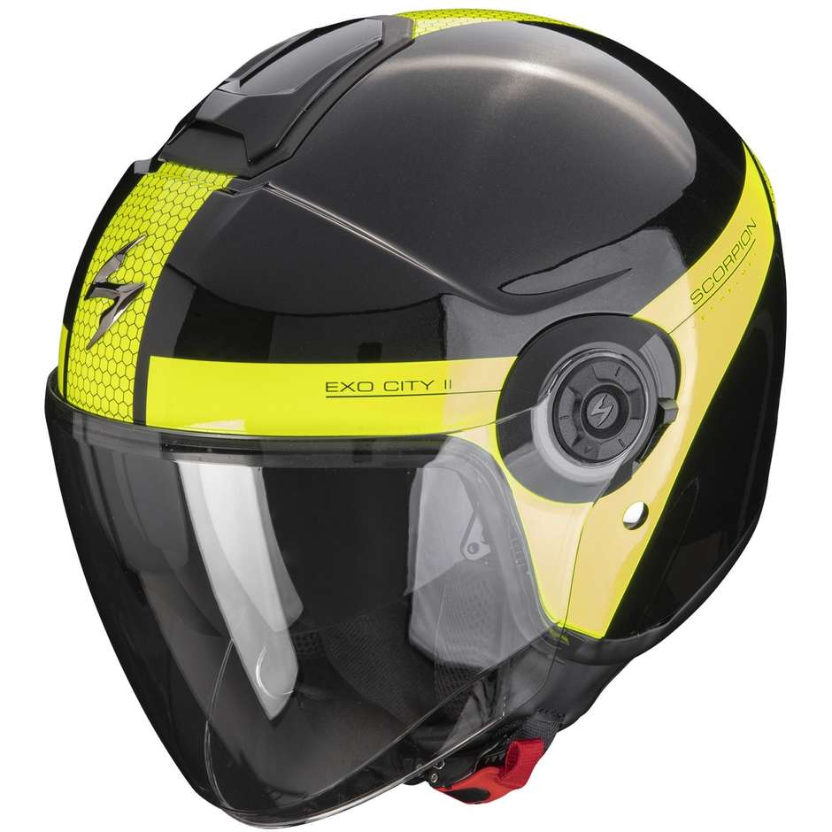 Scorpion EXO-CITY II SHORT Jet Motorcycle Helmet Metal Black Neon Yellow