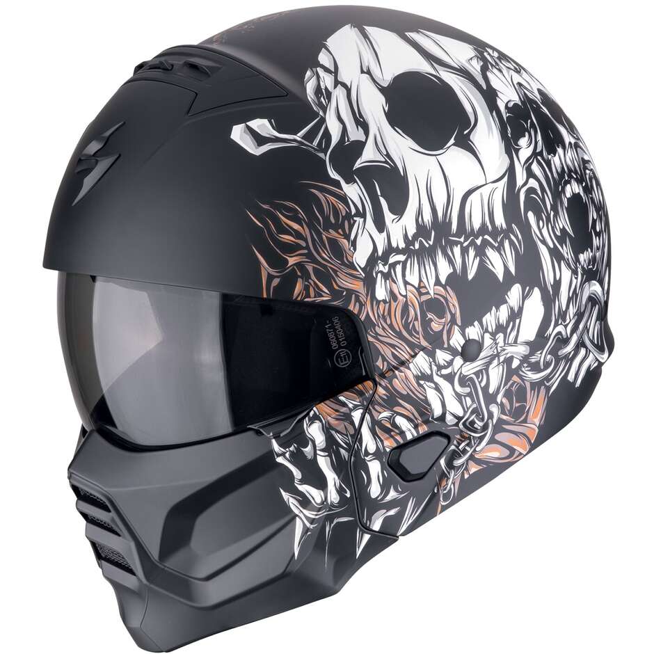 Scorpion EXO-COMBAT II GENESIS Jet-Motorradhelm Mattschwarz Weißgold
