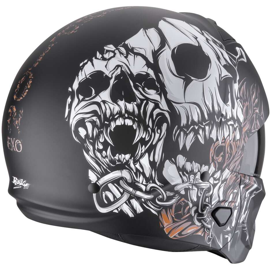 Scorpion EXO-COMBAT II GENESIS Jet-Motorradhelm Mattschwarz Weißgold