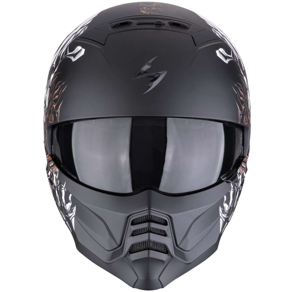 Scorpion EXO-COMBAT II GENESIS Jet-Motorradhelm Mattschwarz Weißgold
