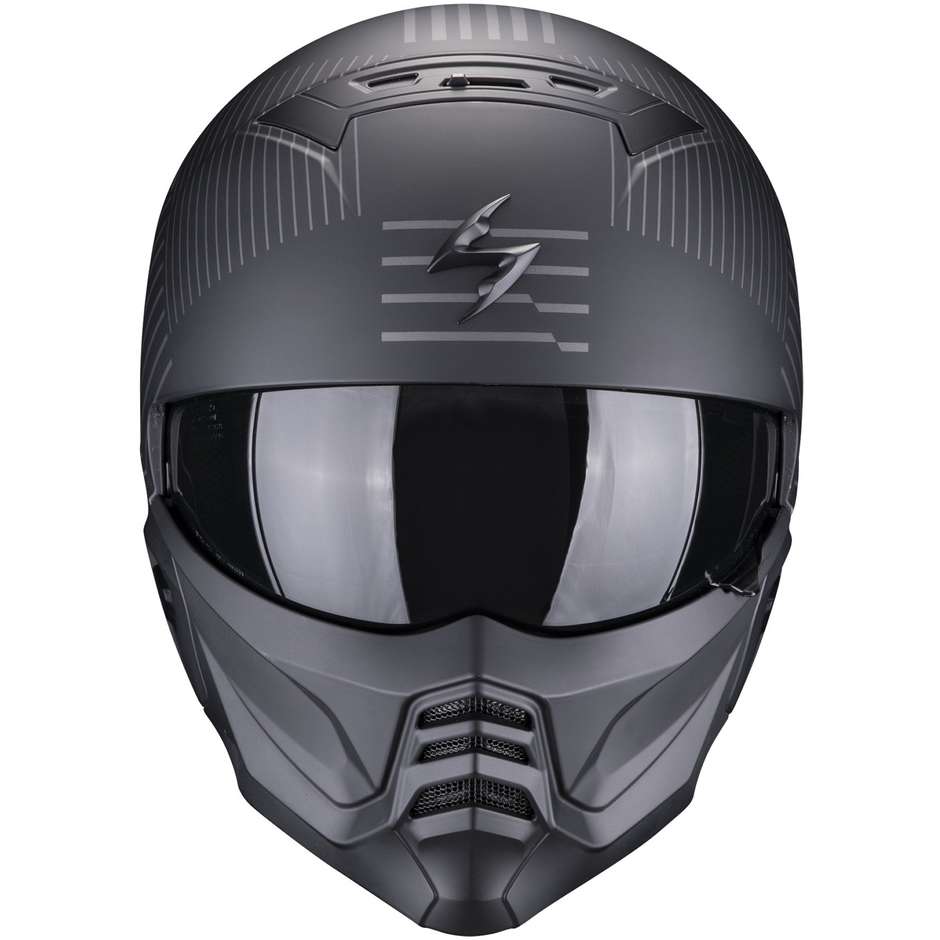 Scorpion EXO-COMBAT II MILES Jet Motorradhelm Matt Schwarz Silber