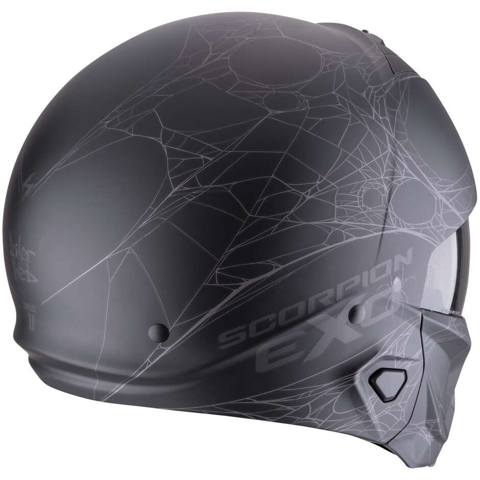 Scorpion EXO-COMBAT II SPIDERWEB Jet Motorcycle Helmet Matt Black Silver