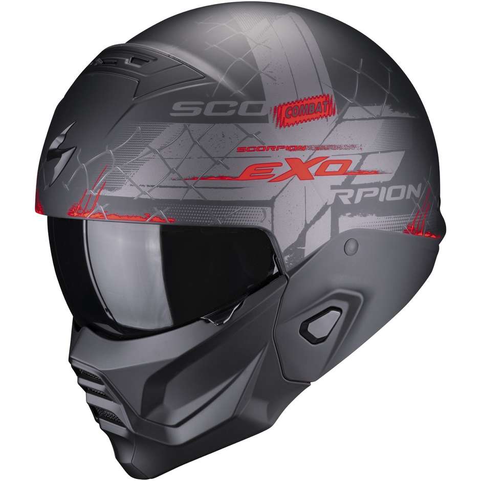 Scorpion EXO-COMBAT II XENON Jet Motorcycle Helmet Matt Black Red