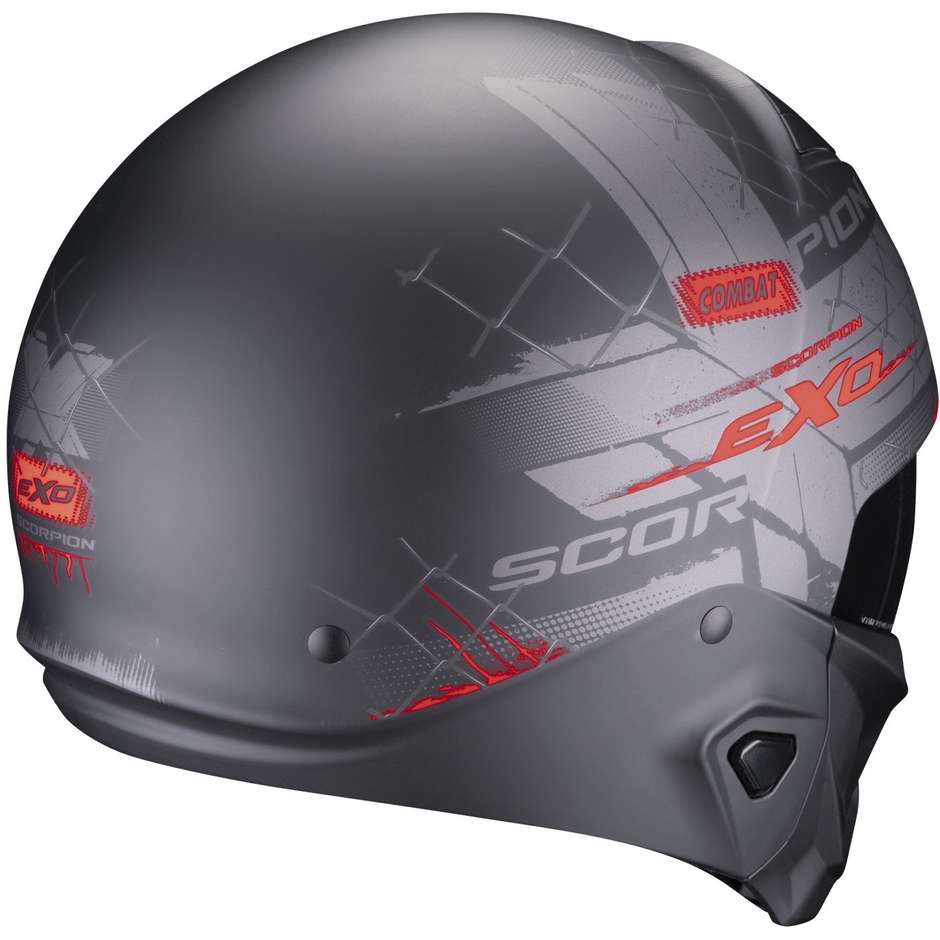Scorpion EXO-COMBAT II XENON Jet Motorcycle Helmet Matt Black Red