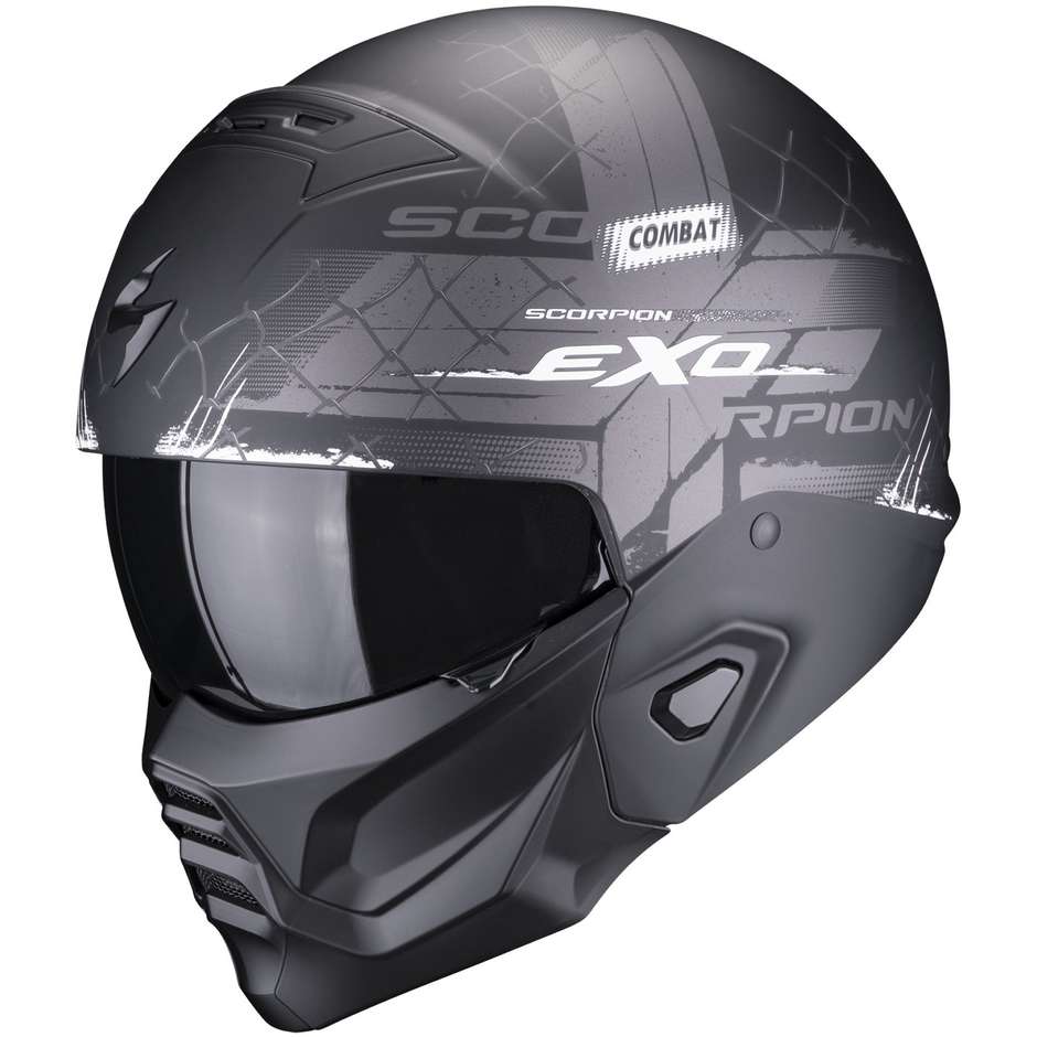 Scorpion EXO-COMBAT II XENON Jet Motorcycle Helmet Matt Black White