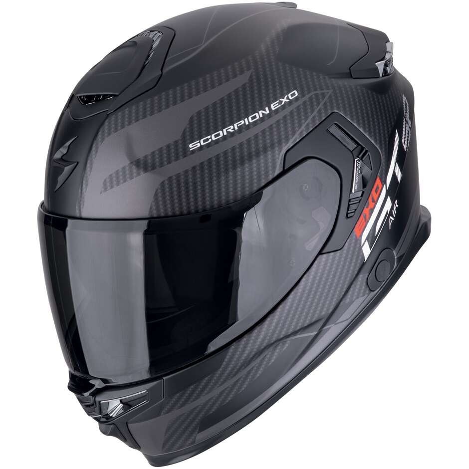 Casque de moto intégral Scorpion EXO-GT SP AIR FLEX noir mat argent
